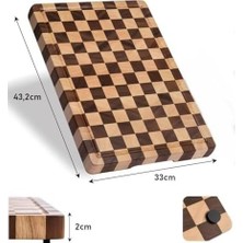 Prime Doğal Akasya Ahşap Kesme Tahtası 43X33 cm – Kaydırmaz Tabanlı, Profesyonel Servis & Sunum Tahtası