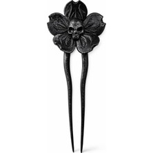 Prime Gotik Kafatası Çiçek Saç Tokası – Siyah Saç Çubuğu, El Yapımı Görünümlü, Kadın & Cosplay & Günlük Kullanım Için Saç Aksesuarı
