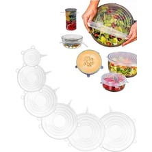 Prime 6'lı Silikon Streç Kapak Seti - Süper Esnek, Sızdırmaz ve Yeniden Kullanılabilir Sağlıklı Gıda Koruyucu