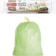 Vuralsin38 Yasemin Kokulu Orta Boy Büzgülü Çöp Poşeti 15'li 55X57 Cm, Kolay Bağlanır Kokulu Büzgülü Orta Boy Çöp Torbası, Sızdırmaz, Yırtılmaz, Geri Dönüştürülebilir Atık Torbası, Güçlü Çöp Poşeti