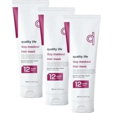 Prime Life Ql 8 Aktifli Saç Maskesi, Yıpranmış ve Kuru Saçlar Için Besleyici Onarıcı (3 Paketi)
