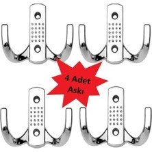 Prime Askı Vestiyer Duvar Dolap Elbise Askısı Krom Metal Mobilya 4 Adet