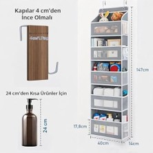 Prime Kapı Arkası Organizer 5 Cepli Askılı Dolap Düzenleyici Çok Amaçlı Kapı Arkası Raf 20KG Taşıma Gri