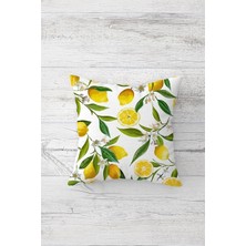 Prime Pelangi Limon Ağacı Desenli Çift Tarafı Baskılı Gizli Fermuarlı Yastık Kılıfı Kırlent Koltuk Yastık Kılıfı, Limon Sarısı-Yeşil 45 x 45
