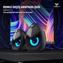Aula N-69 2 * 3W Rgb LED Işıklı Masaüstü Oyuncu Laptop Pc Bilgisayar Hoparlörü
