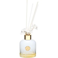 Prime 130 ml Beyaz Cam Şişe Seramik Çiçek Taşlı Bambu Çubuklu Jasmine Oda Kokusu