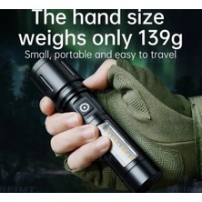 Prime 603 USB Şarjlı Yüksek Güç Spot Uzun LED El Feneri Zumlanabilir Ultra Parlak Acil Aydınlatma Feneri