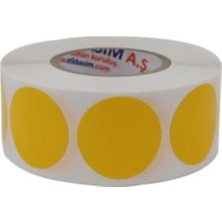 Prime Pp Opak Daire Işaretleme Etiketi Rulo Etiket, 30MM x 30MM Çap 1000 Adet, Yuvarlak Renkli Zemin Baskılı Kontrol Etiketi, Endüstriyel ve Masaüstü Barkod Yazıcılar ile Uyumludur. (Sarı)