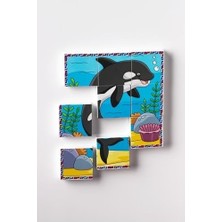 Prime Manyetik Blok Çift Taraflı 9 Parçalı Mıknatıslı Penguen - Köpek Balığı Puzzle - 2 Görsel Yapboz