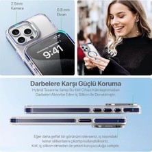 Prime iphone 15 Pro Max Için Hybrid Performance Serisi Ultra Şeffaf Sert Polikarbonat Arka Kısım Orta Sertlikte Silikon Kenarlar ve Stand Olabilen Lens Çerçeveli Kılıf (Mavi, 15 Pro Max)
