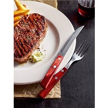 Prime 21199/711 Biftek Sofra Takımı-Set, 12 Parça Kırmızı Griffen 2-Kat Perçinlenmiştir 6 x Biftek Bıçağı 5 Inç, 6 x Steakgabel