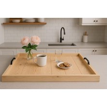 Prime Ahşap Servis ve Sunum Tepsisi Ham Renk - 60X60 cm