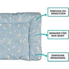 Prime Elyaf Dolgulu Pvc Alt Değiştirme Minderi, Sıvı Geçirmez, Leke Tutmaz, Aydede Desenli, Mavi, 75X85CM