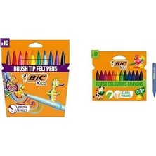 Prime Bıc Kids Visaquarelle Fırça Uçlu Boya ve Plastidecor Pastel Boya Seti (10'lu + 12'li)