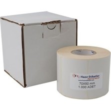 Prime Kuşe Etiket 70MM x 50MM Ruloda 1000 Adet 40MM Çapında Baskısız Barkod Yazıcı Etiketi