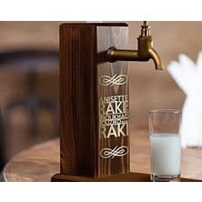 Prime Bk Özel Rakı Baskılı Musluklu Doğal Ahşap Içki Standı, Içki Çeşmesi, Doğum Günü Hediyesi, Ev Hediyesi, Içecek Dispenseri