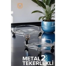 Prime Metal Saksı Altlığı Tekerlekli 2 Li Set Krom, 719698