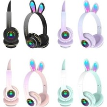 Prime Tavşan Kulaklı Bluetooth Kulaklık, Renkli LED Işıklı, 5.0 Versiyon, Ayarlanabilir Büyüklük, Hafıza Kart Girişli, 40MM Kulaklık, 6 Saat Kullanım Süresi, Bass Tiz Müthiş Ses (Toz Pembe)