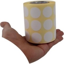 Prime 25MM Yuvarlak Etiket Kalıcı Renk Kodu Nokta Çıkartmaları, Rulo Başına 2500 Etiket, Kaplamalı Rulo Etiket Yan Yana 3lü (Beyaz)