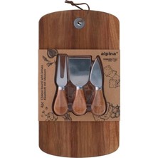 Prime ALP112 Peynir Tahtası ve Bıçak Seti 4 Parça 32X17,5 cm