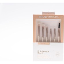 Prime Brush Luxe 6 Parça Profesyonel Makyaj Fırça Seti, Ultra Yumuşak Doğal Kıllı Sentetik, Allık, Far, Kapatıcı, Eyeliner ve Kaş Şekillendirici, Krem