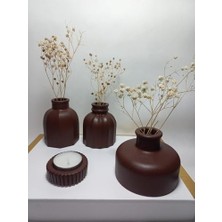 Filizora Digital Market Modern Minimal Vazo Set 3'lü, Ev & Ofis Hediyelik, Dekoratif Obje, Chocolate Kahve