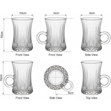 Prime Lüks Kulplu Çay Fincanı 6 Adet | Kristal Berraklığında Cam | Estetik ve Ergonomik Tasarım Çay Bardağı Seti