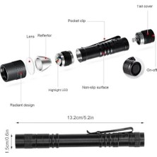 Prime 395NM Ultraviyole Uv Kalem El Feneri - Alüminyum Darbeye Suya Dayanıklı Cep Feneri Klipsli Kalem Fener Blacklight
