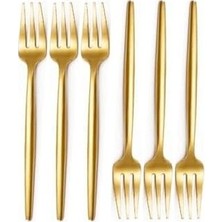 Prime Limon ve Fondü Çatalı Seti, Çelik, 13 Cm, Altın Kaplama, Sarı, 6 Parça