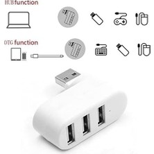 Prime 3 Portlu USB 2.0 Hub Döner Kafalı Splitter Hub Adaptör Beyaz