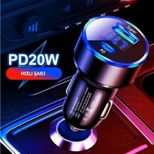 Prime Oto Market Silver Araç Içi USB 3.0 Type C Soketli Çakmaklık Güç Adaptörü Tüm Cihazlar 12V-24V