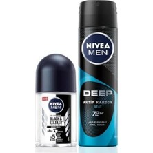 Prime Men Erkek Sprey Deodorant Deep Aktif Karbon 150ML ve & Original Mini Roll-On 25ML