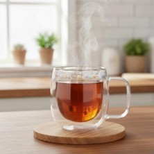 Prime Renkli Boncuk Detaylı 250 ml Dayanıklı Çift Cam Kupa – Şık, Hafif ve Yalıtımlı Tasarım