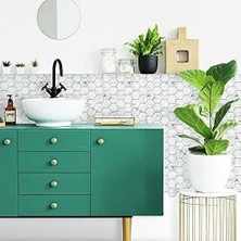 Prime Sticktiles TIL4245FLT Beyaz ve Siyah Carrara Mermer Altıgen Soy ve Yapıştır