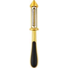Prime Paslanmaz Çelik Sebze Soyacak, Altın Rengi, 18 Cm, Siyah Kaymaz Saplı, Salatalık ve Sebze Soyma Için