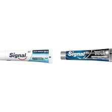 Teknollojia Signal Diş Macunu Üçlü Koruma, 120 ml ve Signal Diş Macunu Arındırıcı Beyazlık Aktif Karbon 75 ml