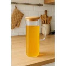 Prime Lavino 3 Parça 400 ml Borosilikat Yağlık - Bambu Altlık ve 2 Adet Bambu Kapaklı Cam Yağdanlık