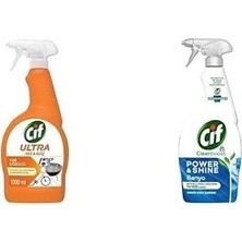 Prime Cif Ultra Hız & Güç Yağ Çözücü Sprey Leke ve Kir Çıkarıcı 1000 ml ve Cif Power Cleanboost Sprey Temizleyici Banyo Için Temizleyici ve Kireç Çözücü 750 ml