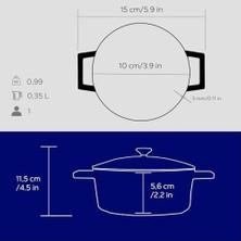 Prime Metal Döküm Mini Tencere, Trendy, 10 Cm, 0.35 L Hacim, Mavi