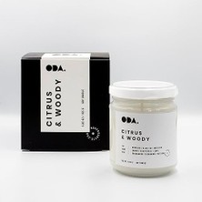 Citrus & Woody - Narenciye & Odunsu Kokulu Dekoratif Beyaz Kapaklı Kavanoz Soya Mumu I 165 gr (Beyaz)