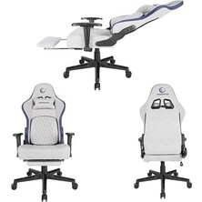 MC-8663B Typhoon Oyuncu Koltuğu Gri Mavi, Terletmez Kumaş, Yatabilen Sırt, Yükseklik Ayarlı Kol Desteği, Ergonomik Gaming Chair, 120-139 kg Taşıma Kapasitesi, 2 Yıl Garanti Dayanıklı