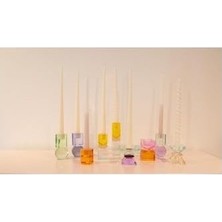 Prime Kristal Mum Tutucu, Sarı/pembe/açık Nane, 11X4X4 cm