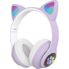 Prime 5.0 Kedi Kulak Üstü Bluetooth Kulaklık Mor