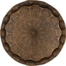 Prime Osmanlı Motifli Metal Servis Tepsisi – 34,5 cm (13.6 Inç) – Kahve ve Çay Sunum Tepsisi – 5 Renk Seçeneği (Antik Yeşil)