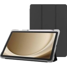 Galaxy Tab A9+ Plus 11 Inç Uyumlu Smart Kılıf, S Pen Kalemlikli, Trifold, Esnek, Mat, Darbeye Tam Dayanıklı Tablet Kılıfı (Siyah)