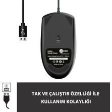 Prime MS103 USB Kablolu 1000DPI 3 Tuşlu Pc, Mac, Dizüstü Bilgisayar ile Uyumlu Optik Mouse Siyah
