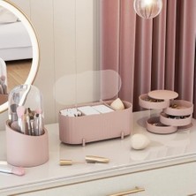 Soft 3 Adet Makyaj Kozmetik Takı Aksesuar Mücevher Makyaj Fırça Düzenleyici Çok Amaçlı Banyo Mutfak Ofis Masa Organizer Seti (Rose)