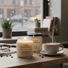 Calm Reflections Çiftli Soya Mum Seti – El Yapımı Kokulu Doğal Mumlar, Nane-Tarçın-Çikolata-Vanilya Aromalı, Şık Cam Tasarım, Ev ve Ofis Için Lüks Hediye Seti