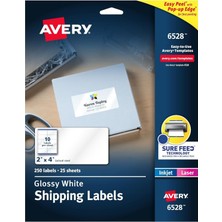 Prime Besleme ve Kolay Soyma Teknolojisine Sahip Nakliye Etiketleri, Parlak Beyaz Etiketler, 2 "x 4", Kalıcı Yapıştırıcı, Lazer/mürekkep Püskürtmeli, 250 Parlak Etiket (6528)