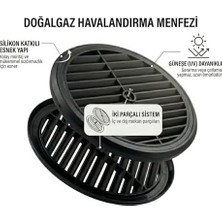 Siyah Yuvarlak Doğalgaz Cam Havalandırma Menfezi, Silikon Katkılı, Iki Parçalı Sistem, Uv Dayanıklı